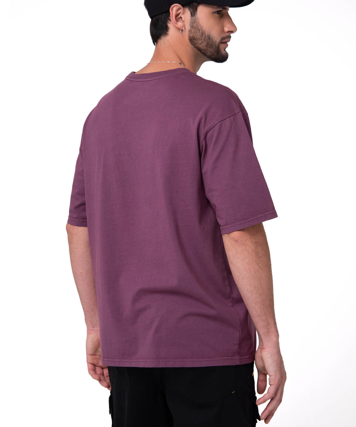 Polera Manga Corta Hombre Heavyweight Relaxed Burdeo Cat
