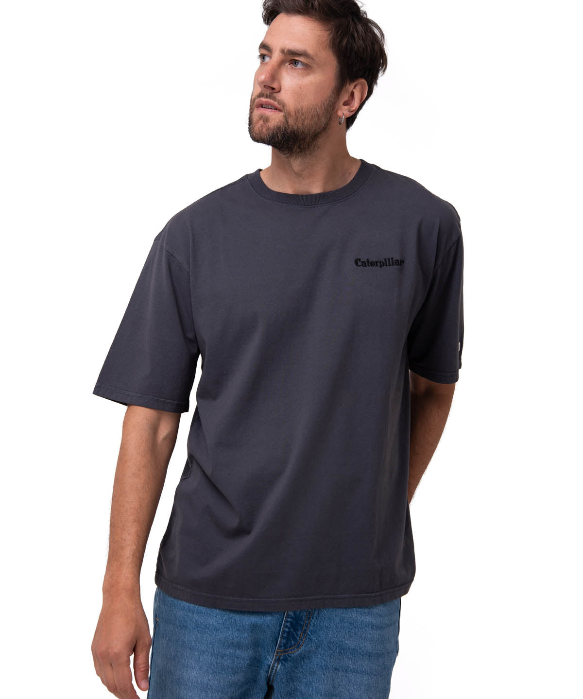 Polera Manga Corta Hombre Heavyweight Relaxed Negro Cat