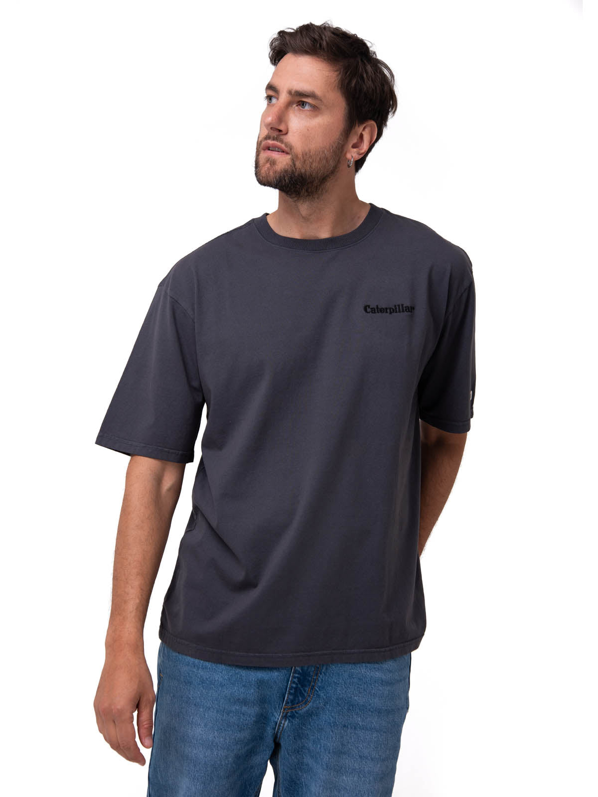 Polera Manga Corta Hombre Heavyweight Relaxed Negro Cat