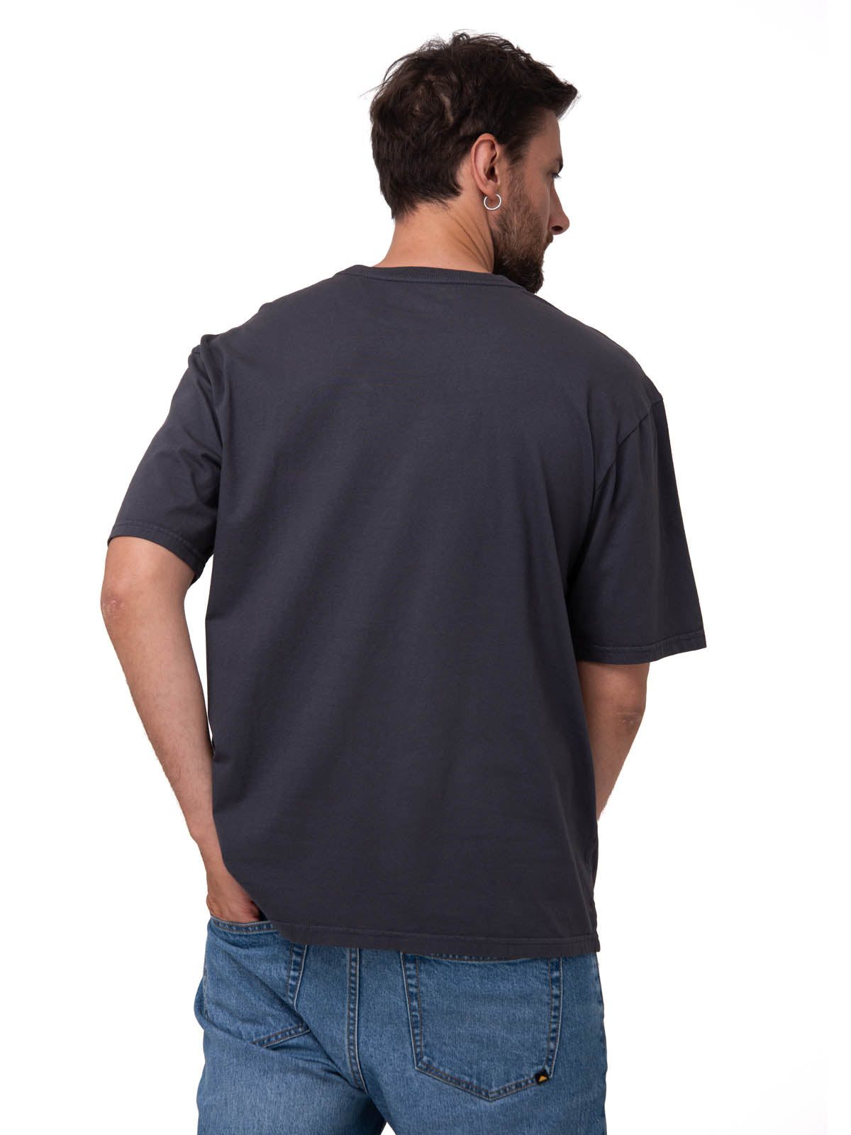 Polera Manga Corta Hombre Heavyweight Relaxed Negro Cat