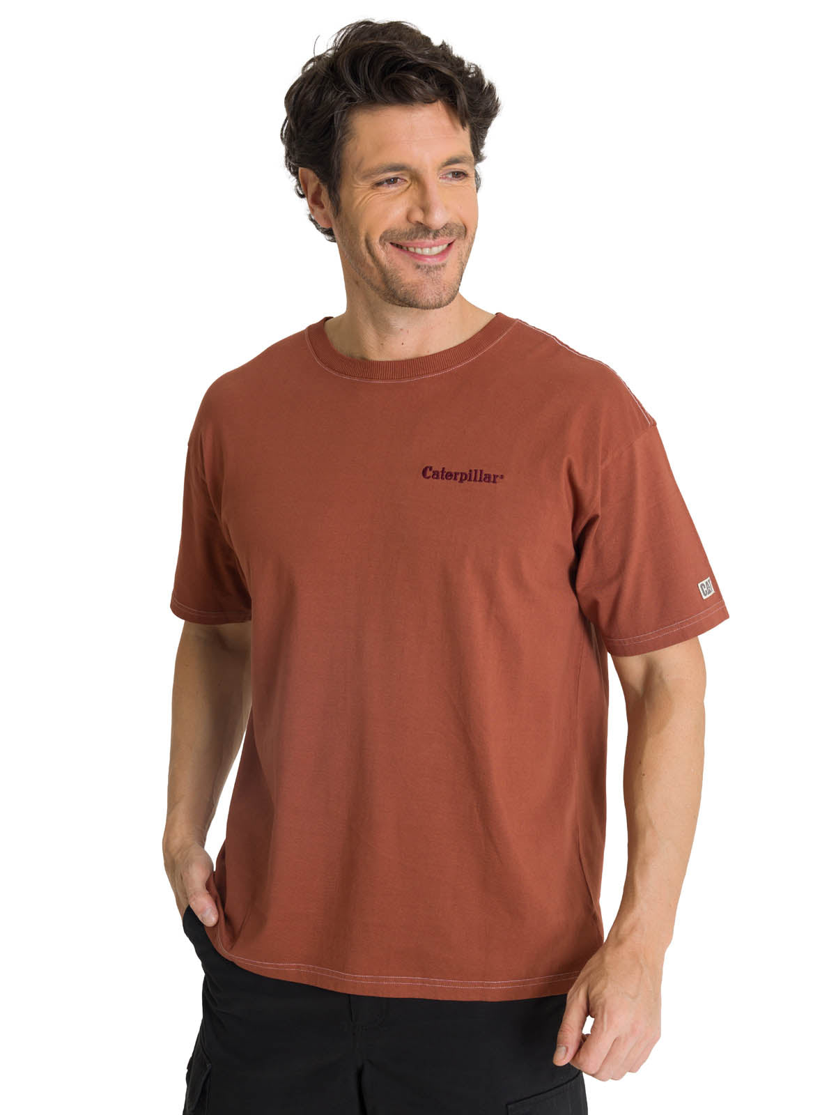 Polera Casual Hombre Heavyweight Relaxed Ladrillo CAT