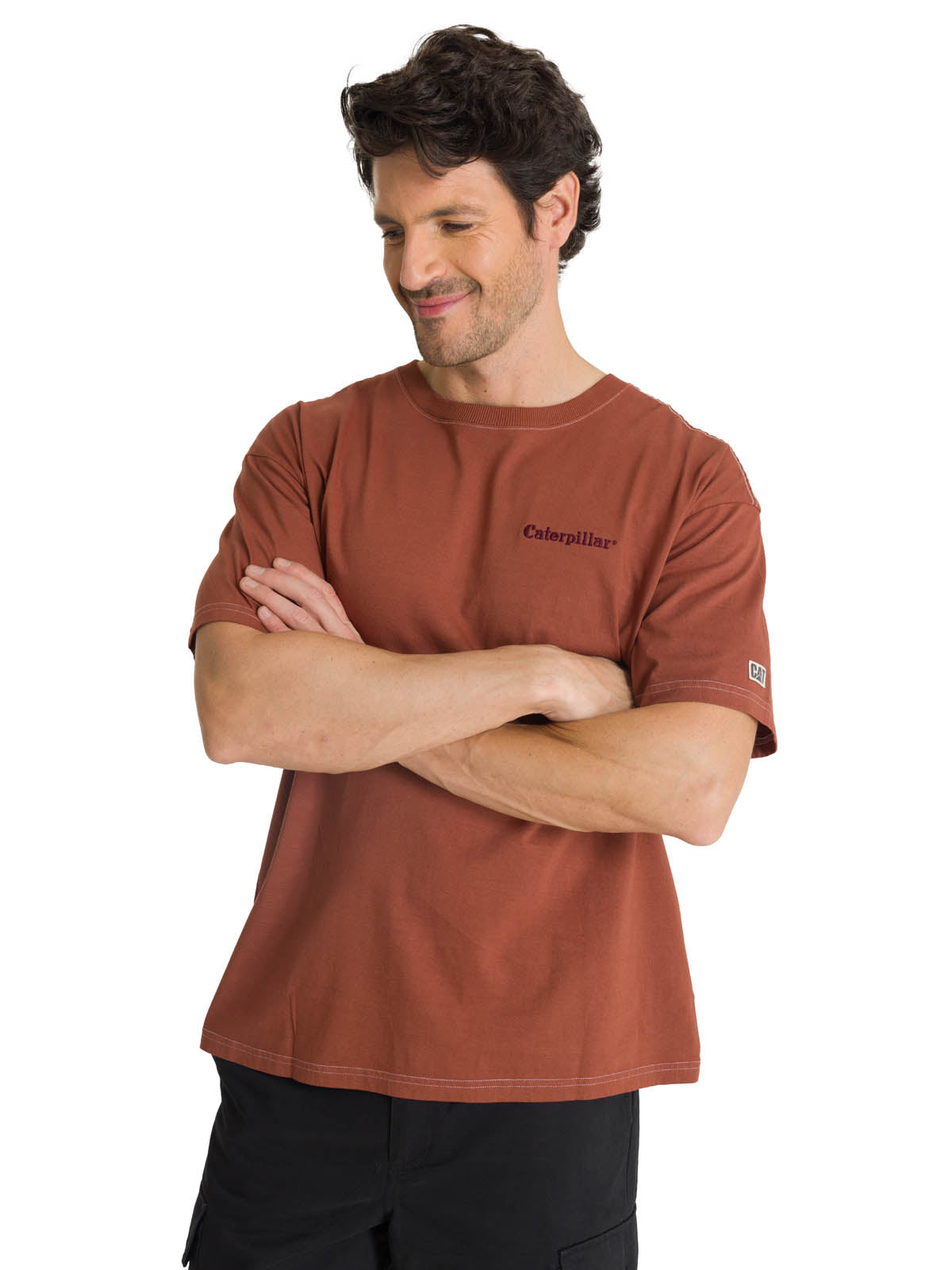 Polera Casual Hombre Heavyweight Relaxed Ladrillo CAT