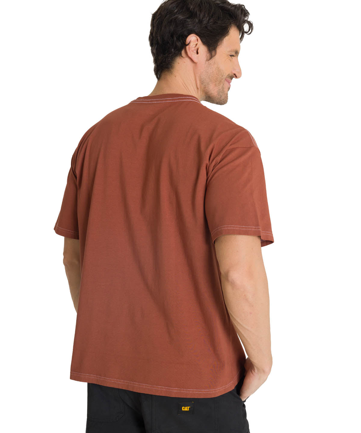 Polera Casual Hombre Heavyweight Relaxed Ladrillo CAT