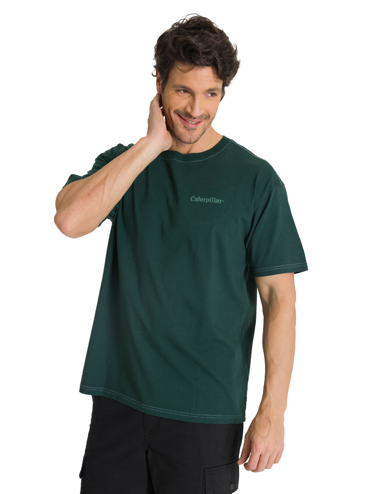 Polera Casual Hombre Heavyweight Relaxed Verde CAT