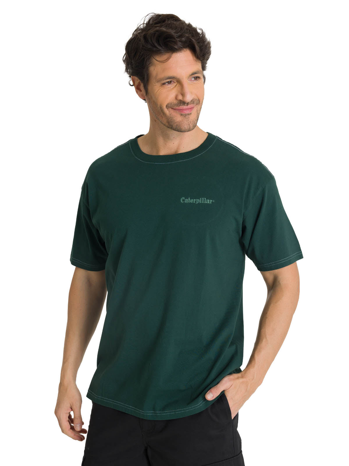 Polera Casual Hombre Heavyweight Relaxed Verde CAT