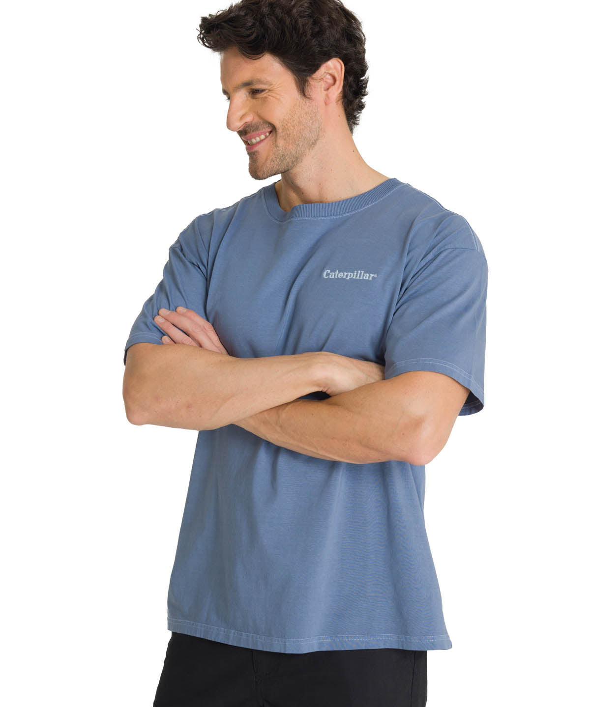 Polera Casual Hombre Heavyweight Relaxed Azul CAT