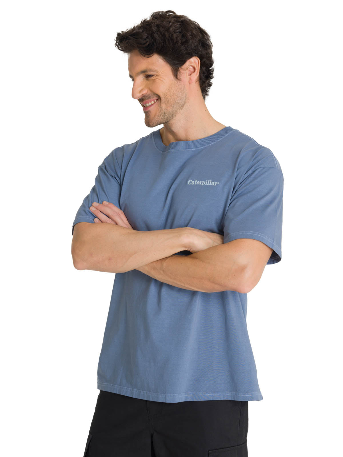Polera Casual Hombre Heavyweight Relaxed Azul CAT
