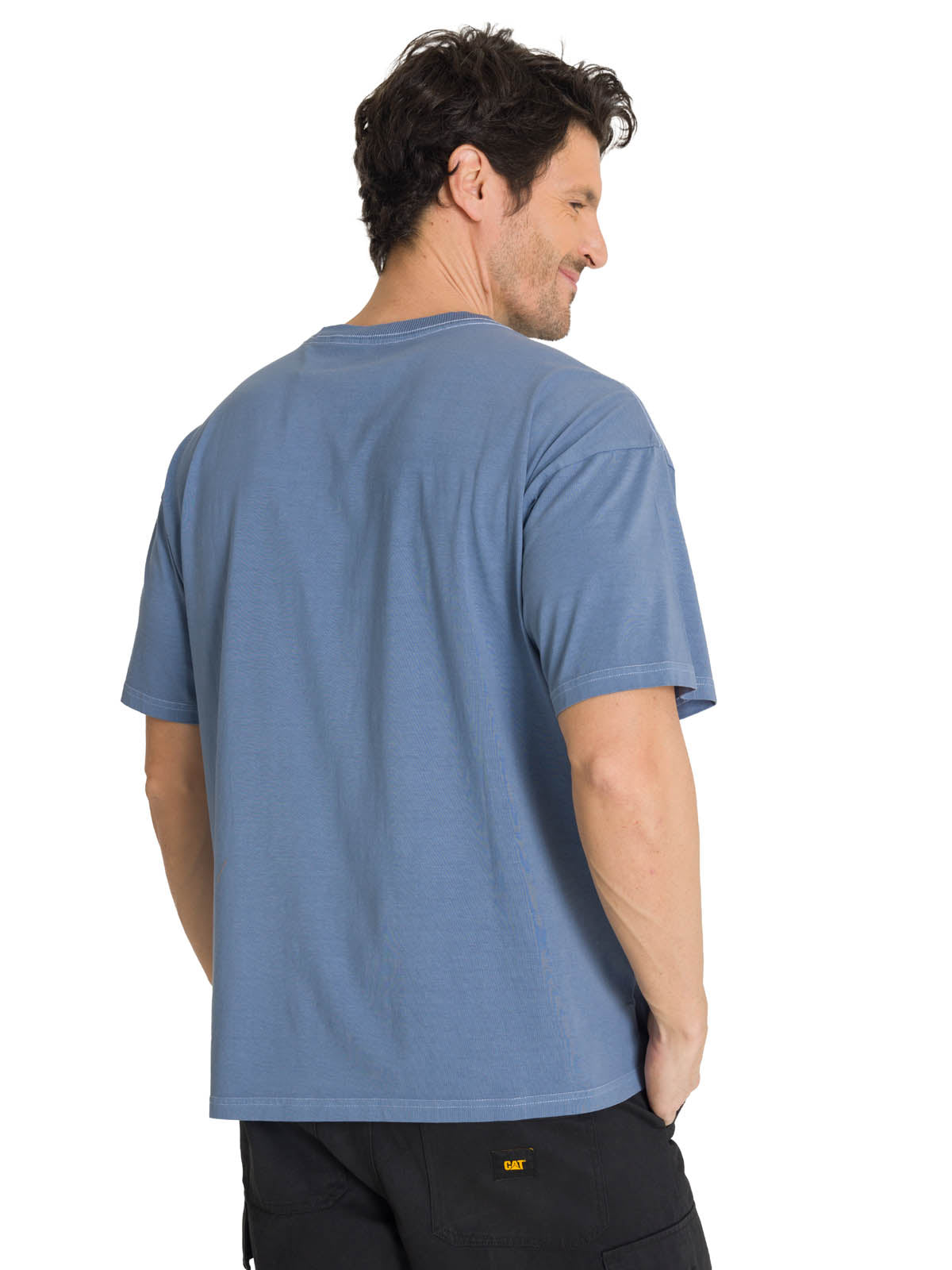 Polera Casual Hombre Heavyweight Relaxed Azul CAT