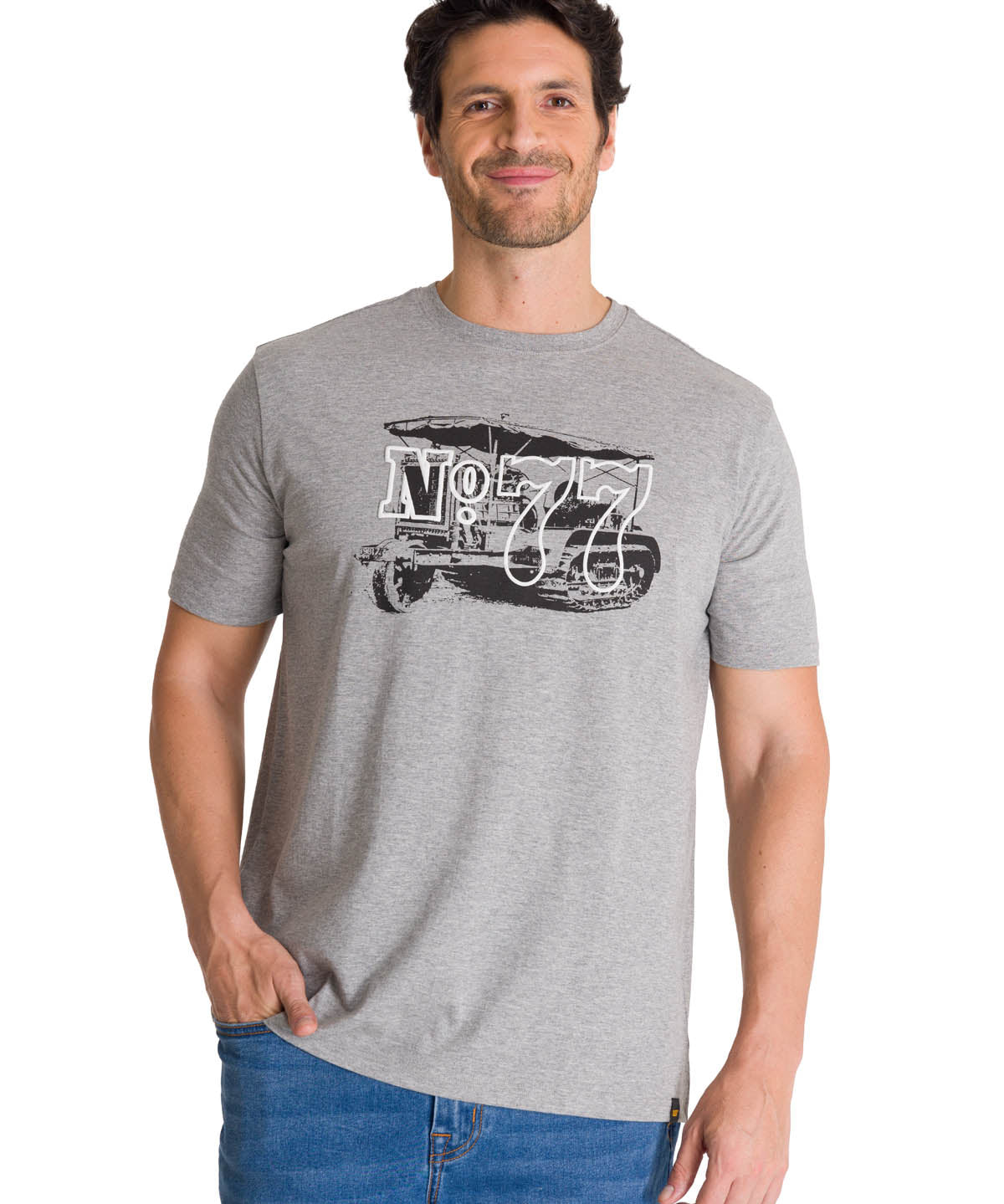 Polera Manga Corta Hombre Heritage N°77 Gris CAT