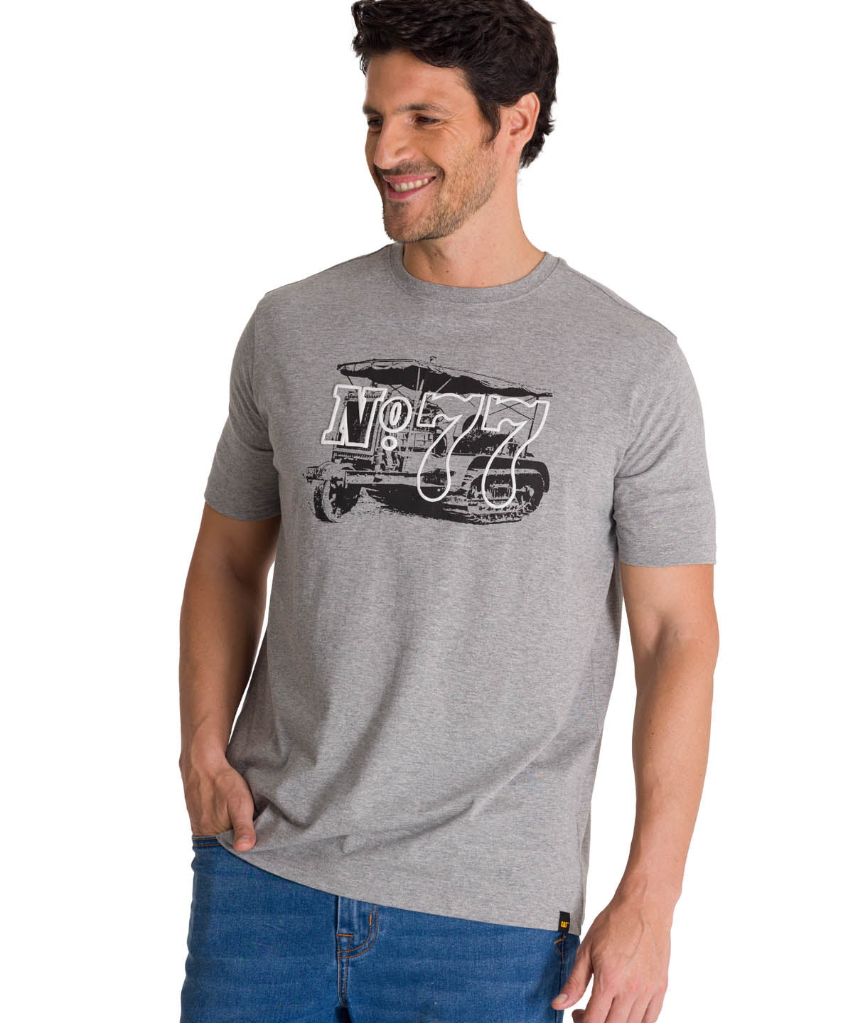 Polera Manga Corta Hombre Heritage N°77 Gris CAT