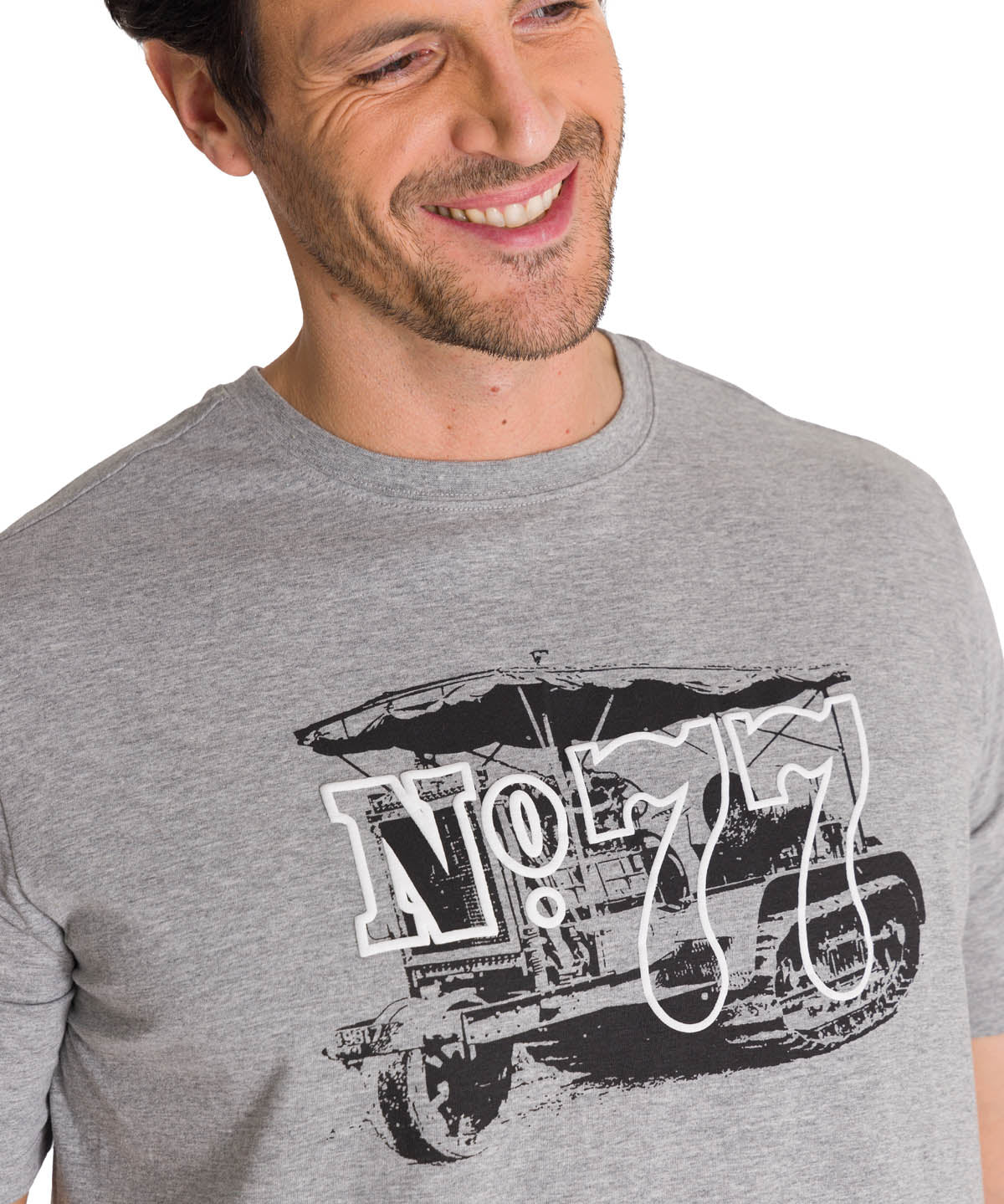 Polera Manga Corta Hombre Heritage N°77 Gris CAT