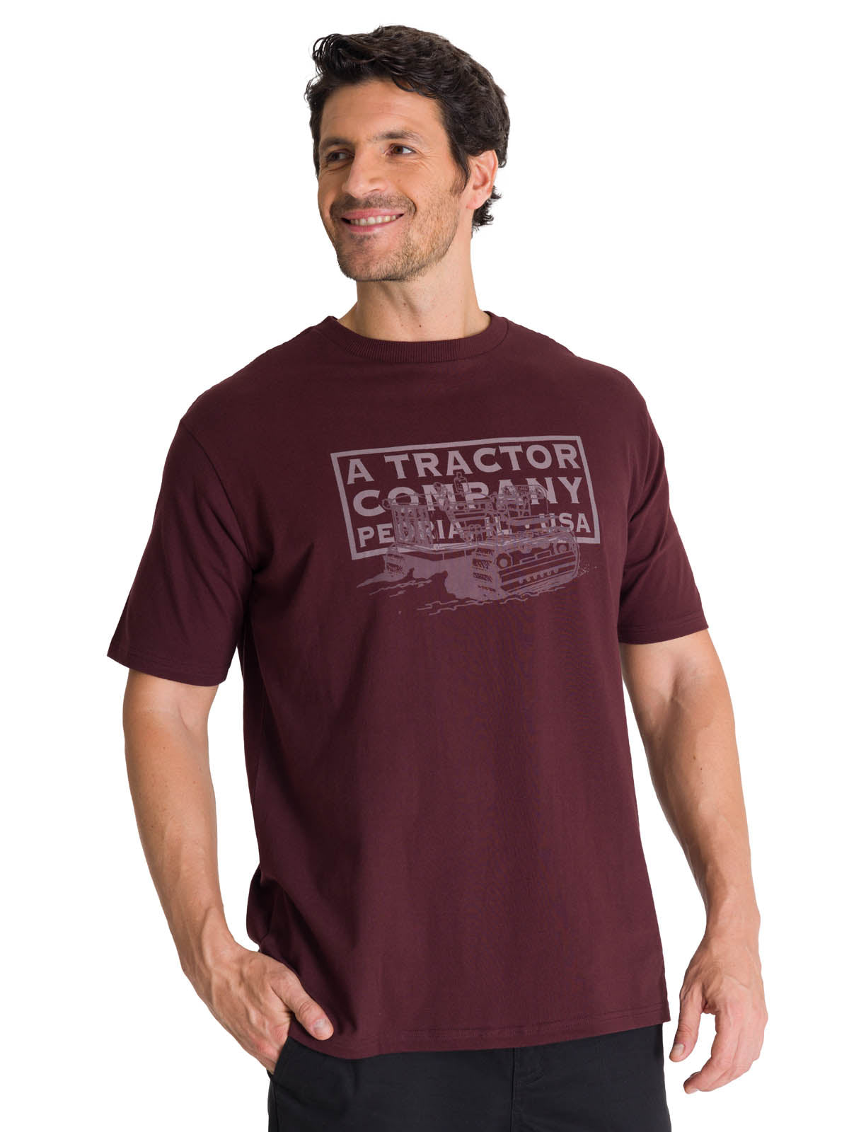 Polera Manga Corta Hombre Heritage Tractor Morado CAT