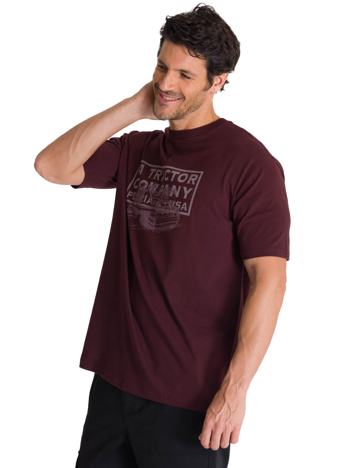 Polera Manga Corta Hombre Heritage Tractor Morado CAT