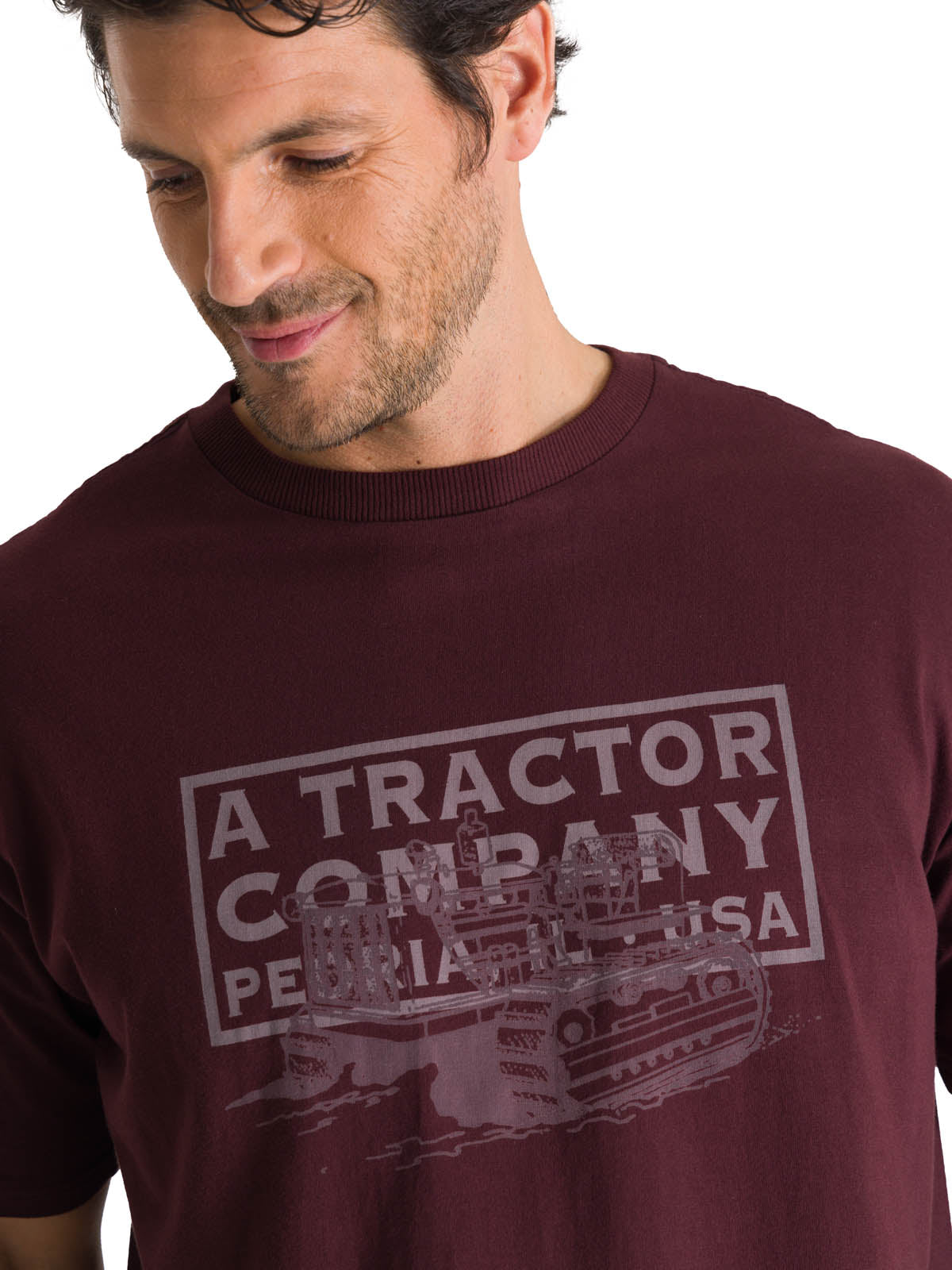 Polera Manga Corta Hombre Heritage Tractor Morado CAT