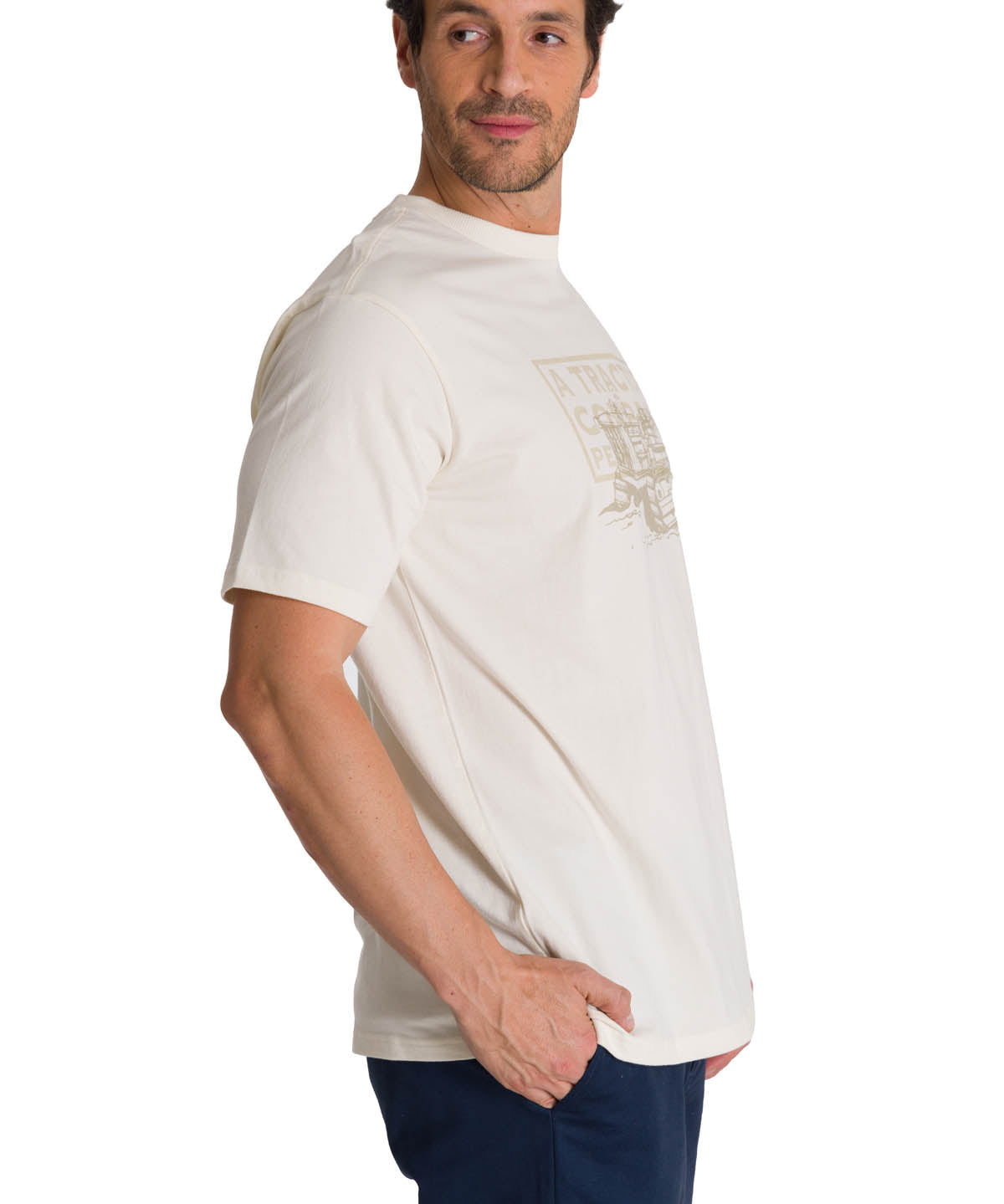 Polera Manga Corta Hombre Heritage Tractor Beige CAT