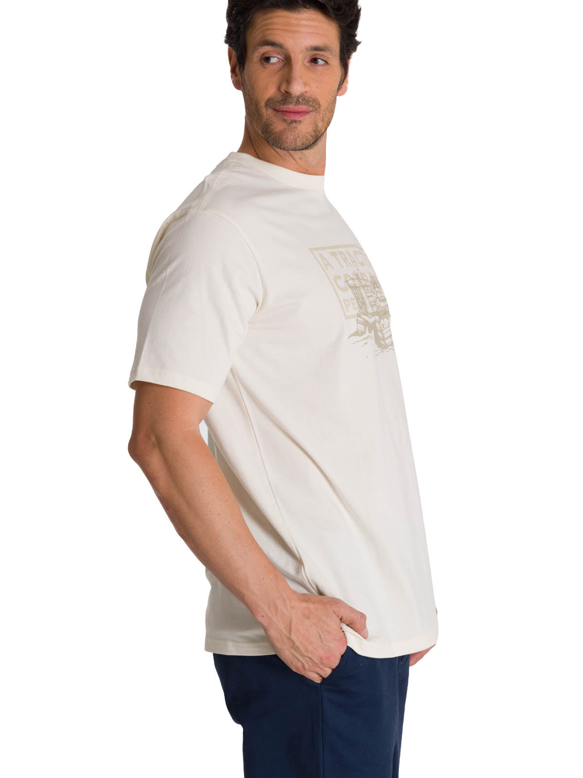 Polera Manga Corta Hombre Heritage Tractor Beige CAT