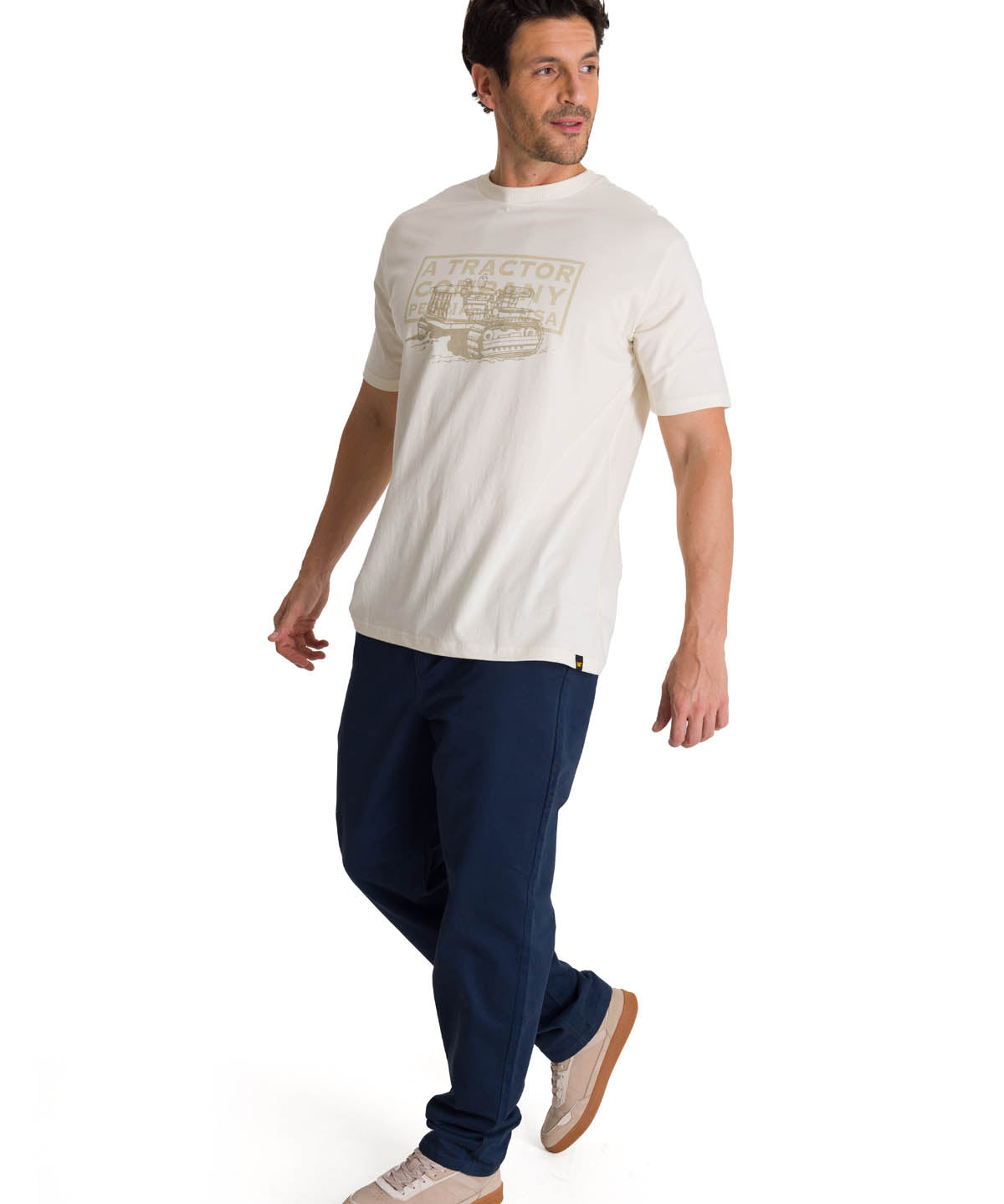 Polera Manga Corta Hombre Heritage Tractor Beige CAT