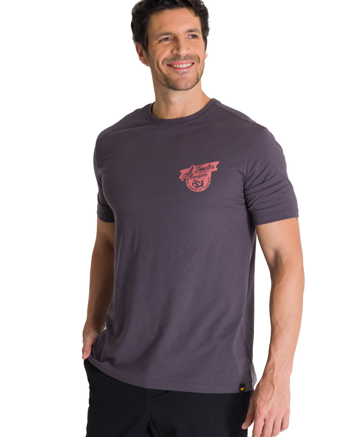 Polera Manga Corta Hombre Heritage Tractor Gris CAT