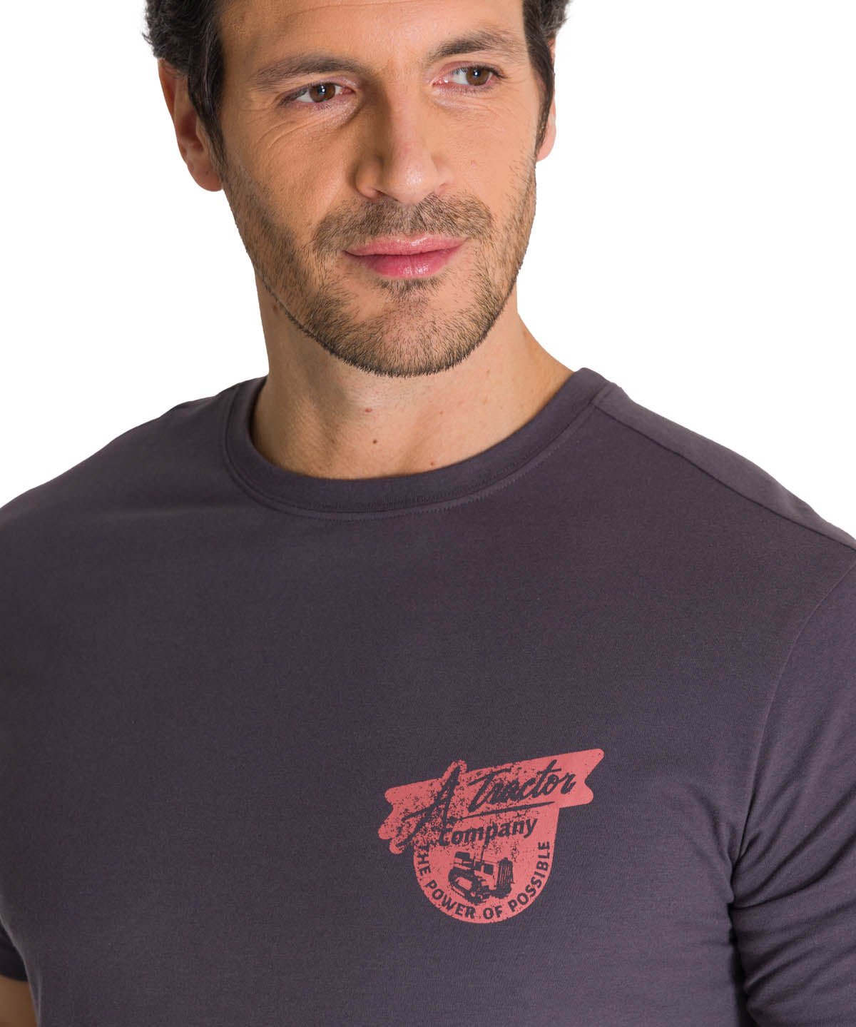 Polera Manga Corta Hombre Heritage Tractor Gris CAT