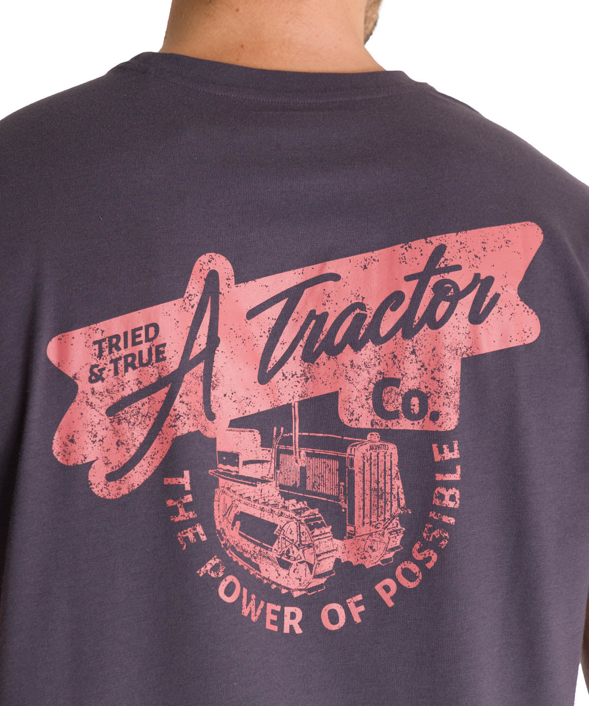 Polera Manga Corta Hombre Heritage Tractor Gris CAT