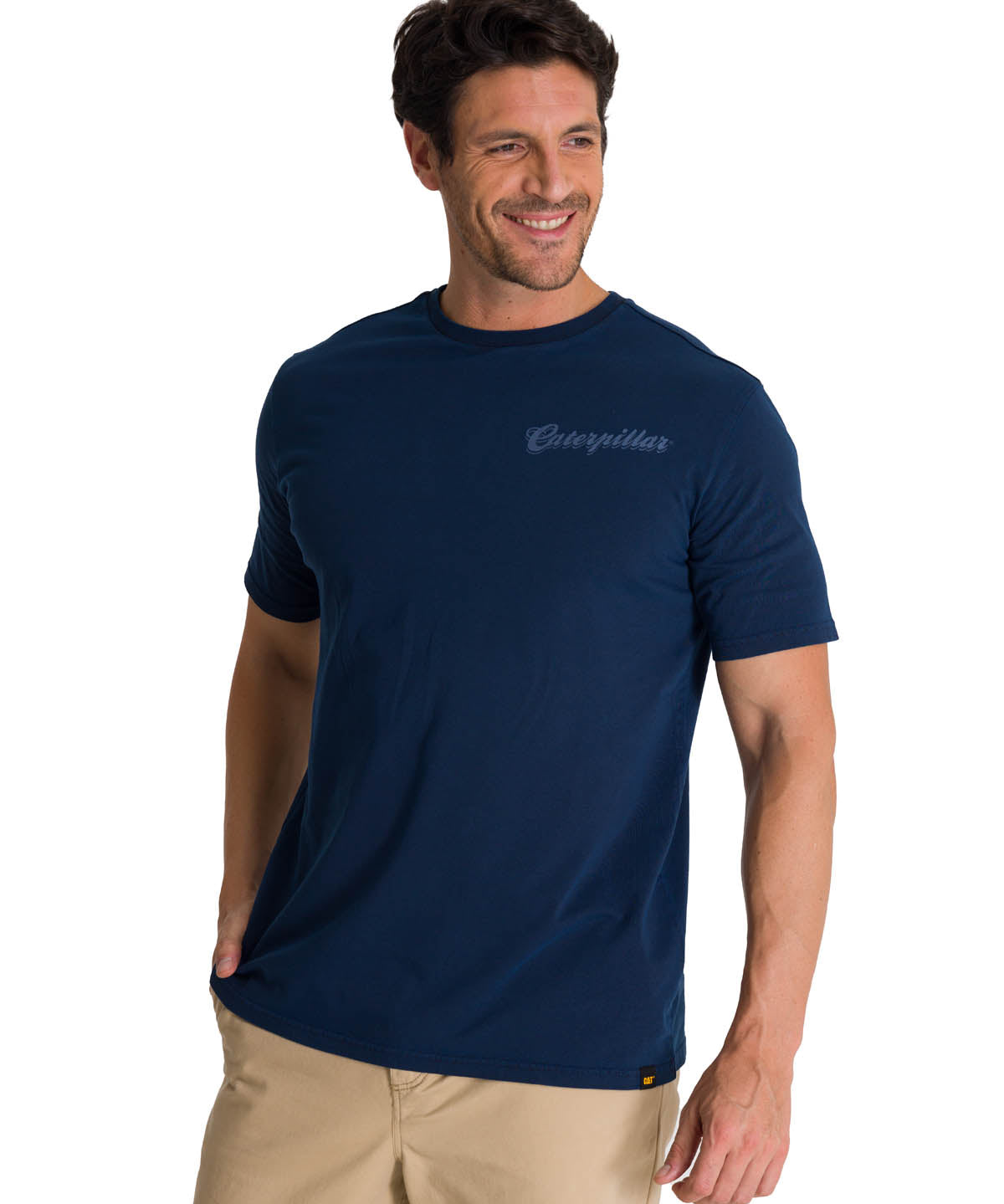 Polera Manga Corta Hombre Heritage Hard Work Azul CAT