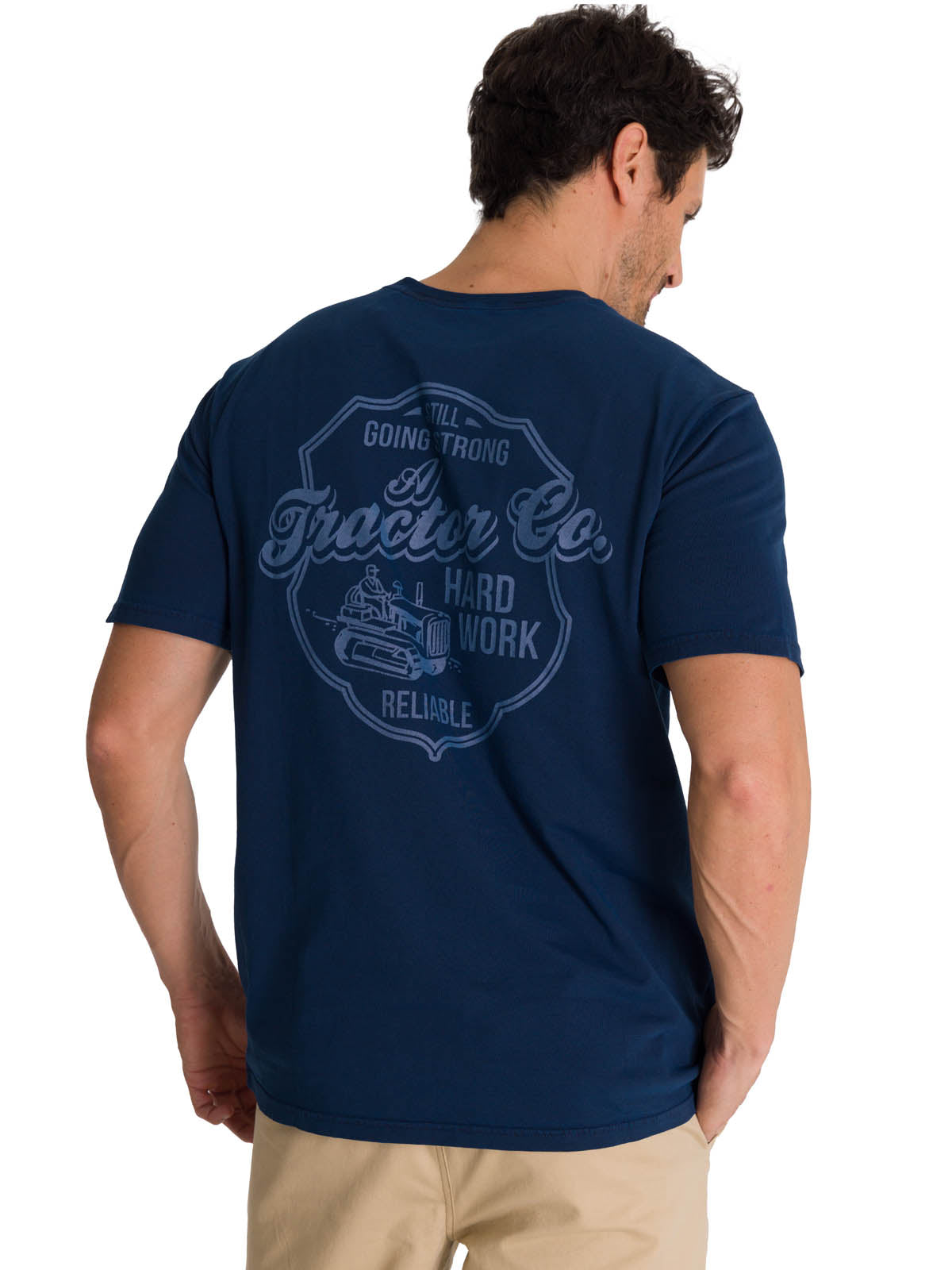 Polera Manga Corta Hombre Heritage Hard Work Azul CAT