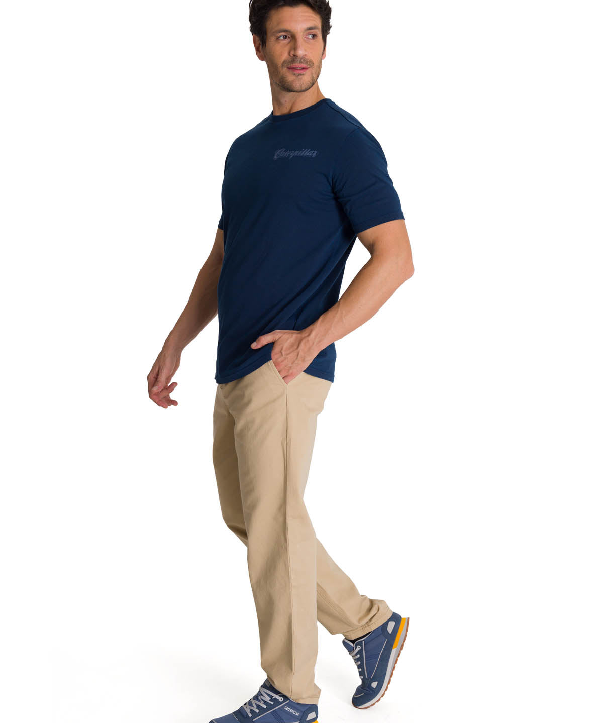 Polera Manga Corta Hombre Heritage Hard Work Azul CAT