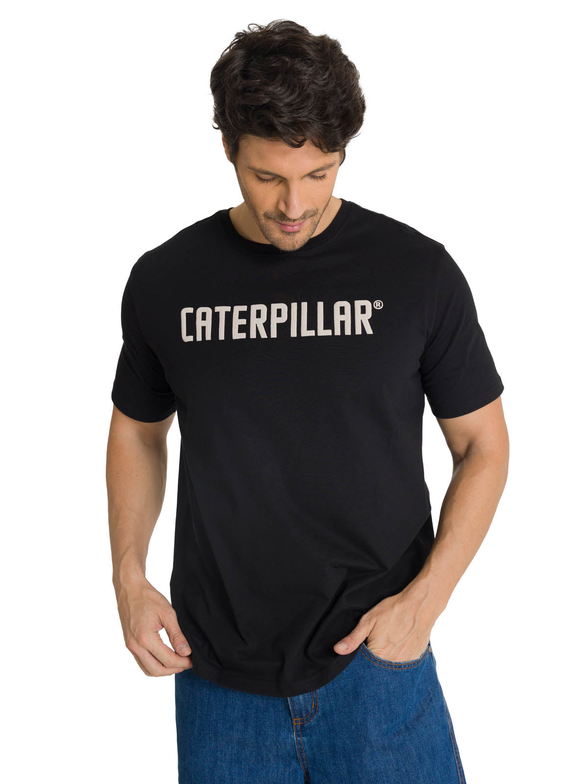Polera Manga Corta Hombre Caterpillar Puff Negro CAT