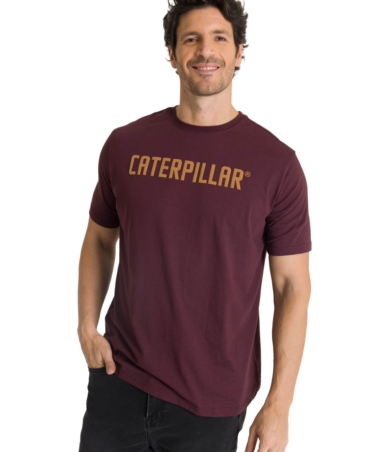 Polera Manga Corta Hombre Caterpillar Puff Morado CAT