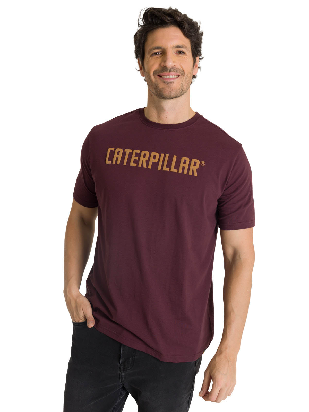 Polera Manga Corta Hombre Caterpillar Puff Morado CAT