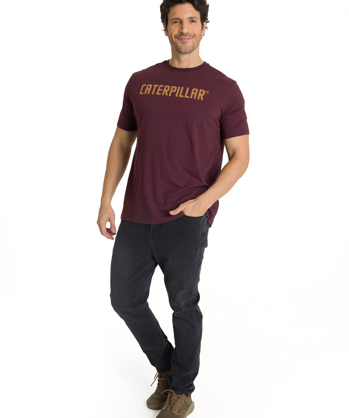 Polera Manga Corta Hombre Caterpillar Puff Morado CAT