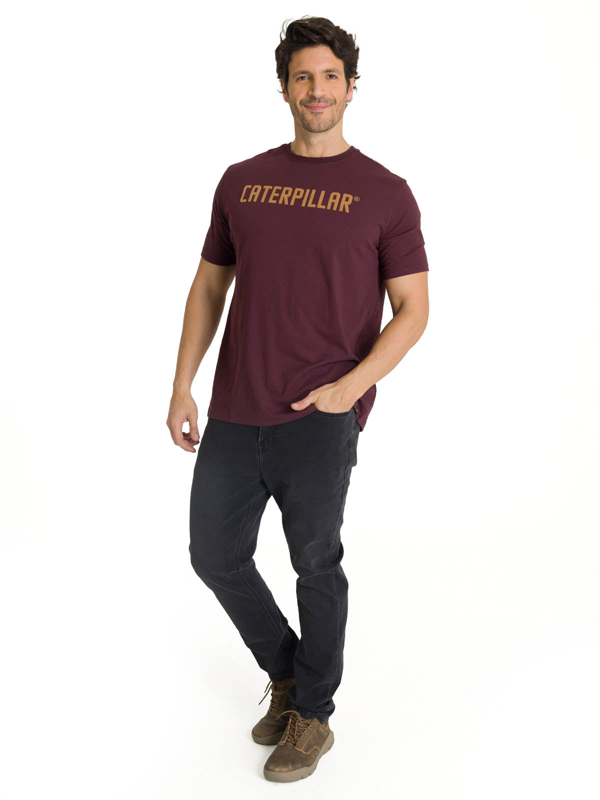 Polera Manga Corta Hombre Caterpillar Puff Morado CAT