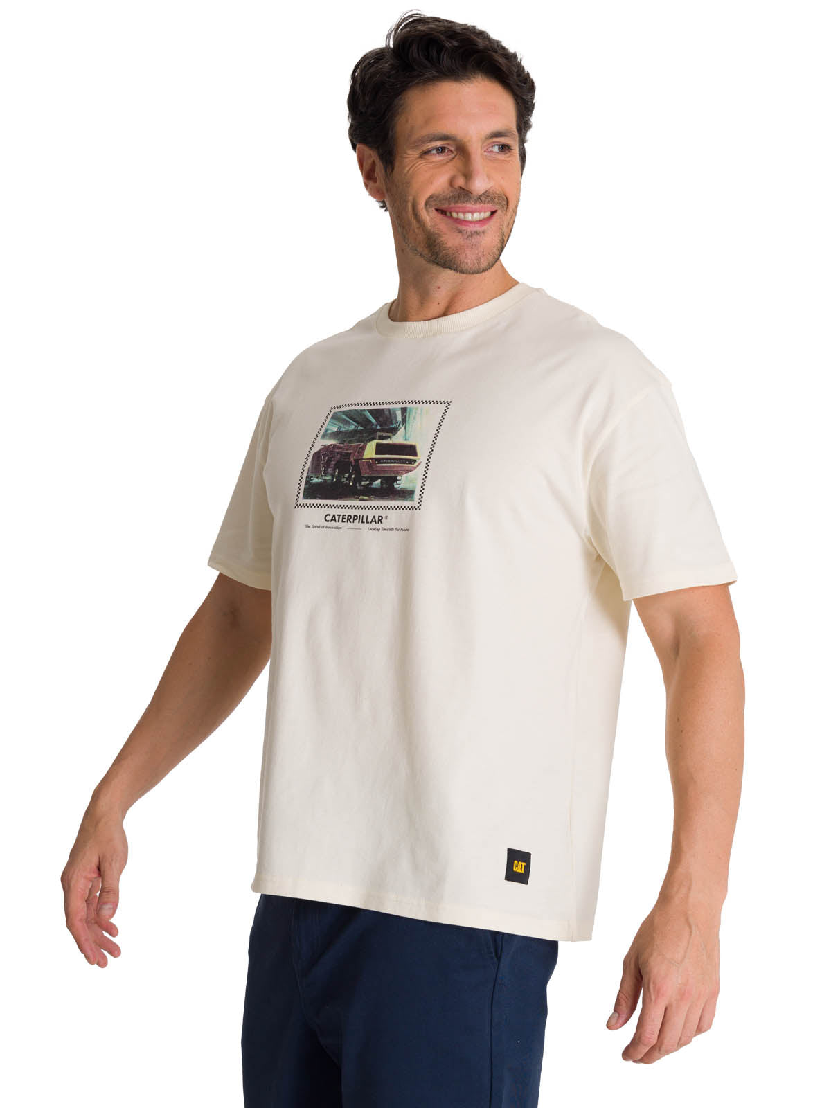 Polera Manga Corta Hombre Relaxed Innovation Blanco CAT