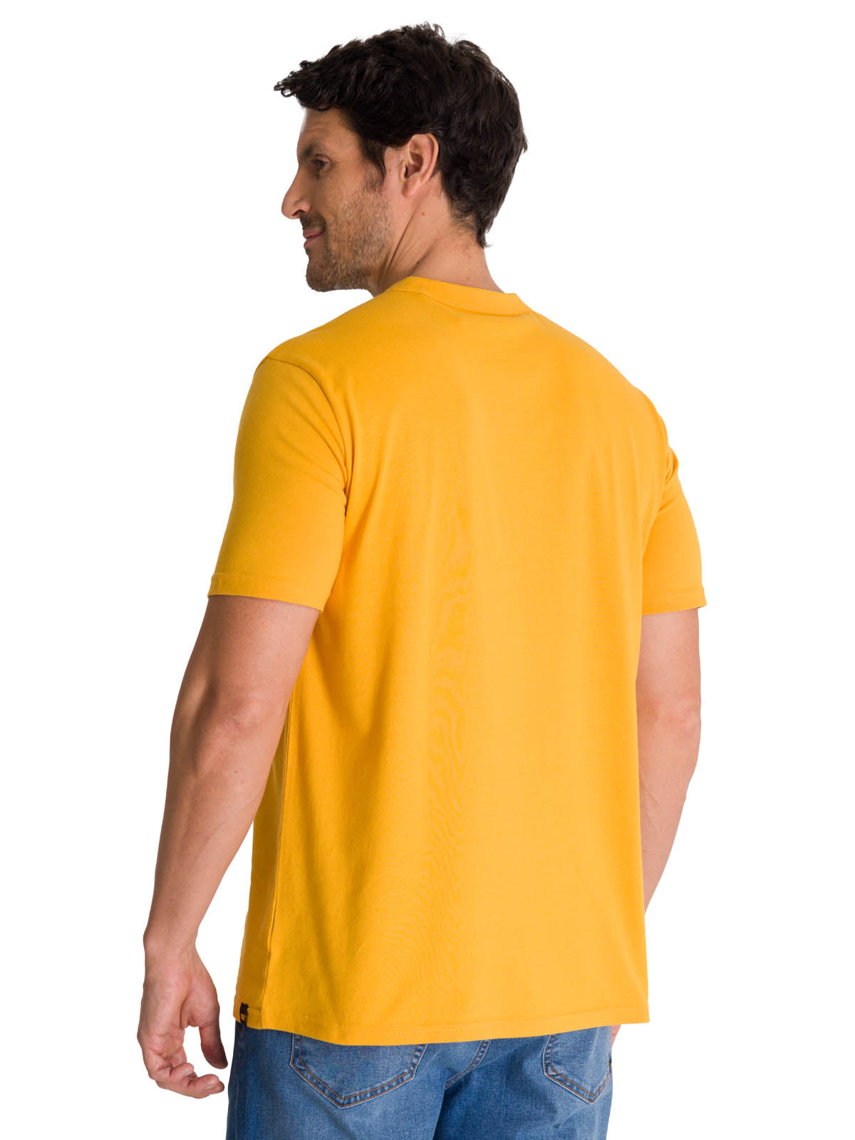 Polera Manga Corta Hombre Original Tractor Amarillo CAT