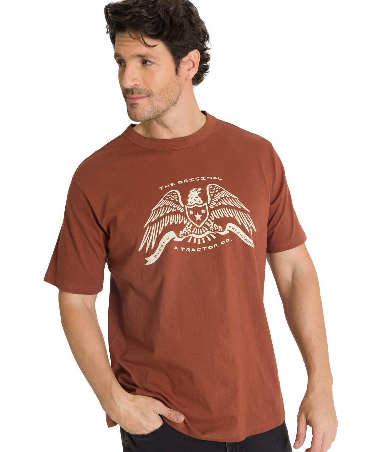 Polera Manga Corta Hombre Roam Free Terracota CAT