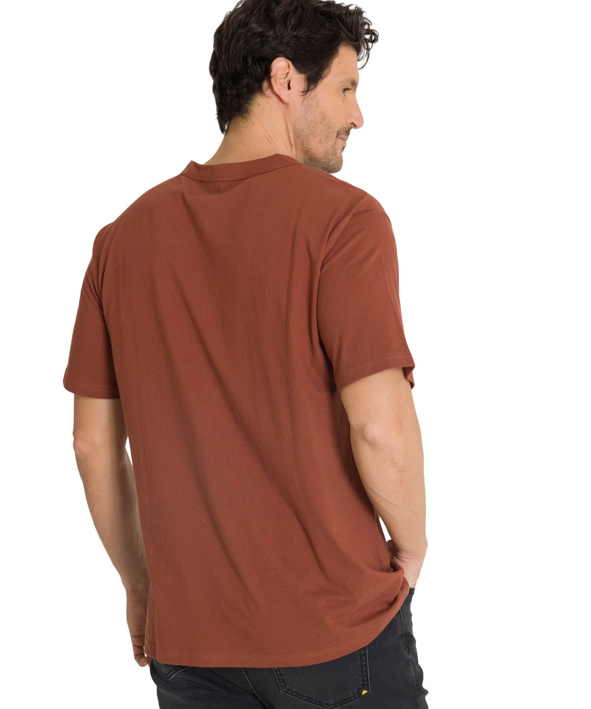 Polera Manga Corta Hombre Roam Free Terracota CAT