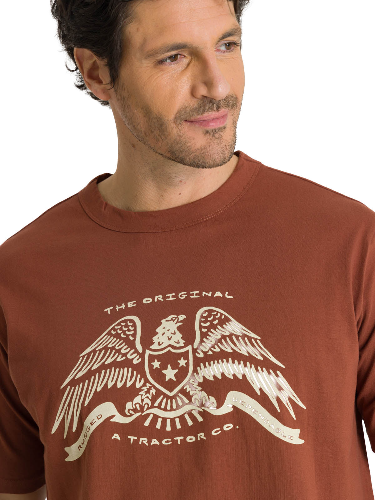 Polera Manga Corta Hombre Roam Free Terracota CAT