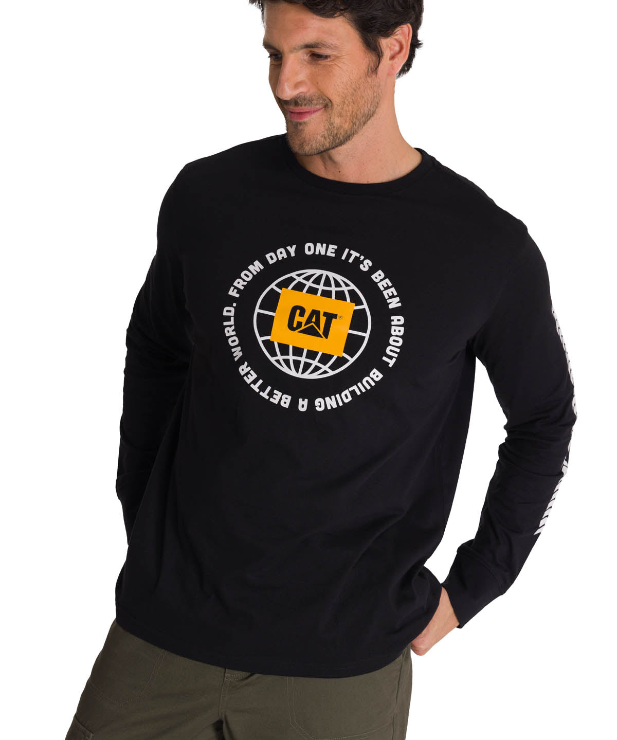 Polera Manga Larga Hombre Everyday Workwear Negro CAT