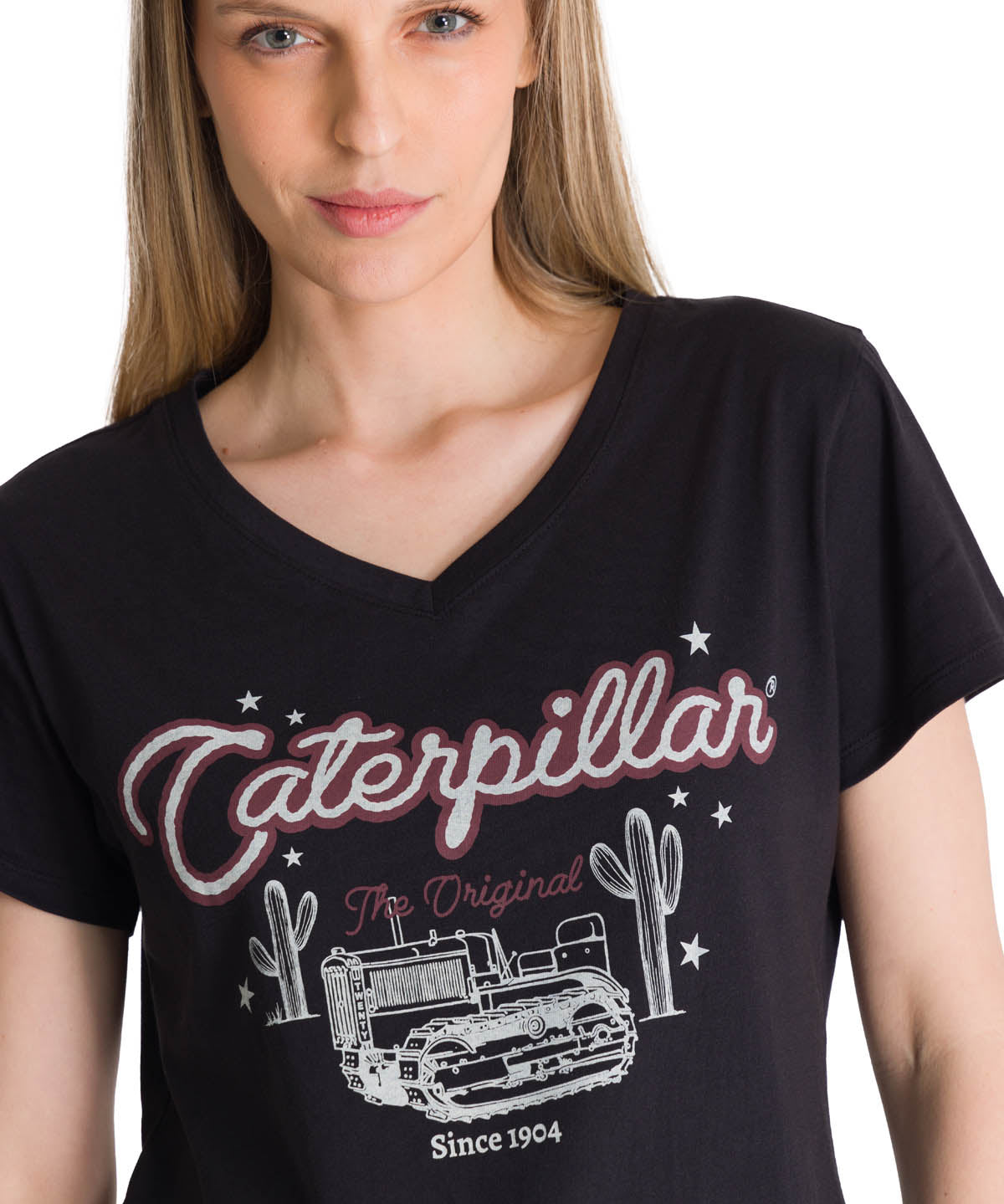 POLERA MANGA CORTA MUJER V-NECK GRAPHIC TEE NEGRO