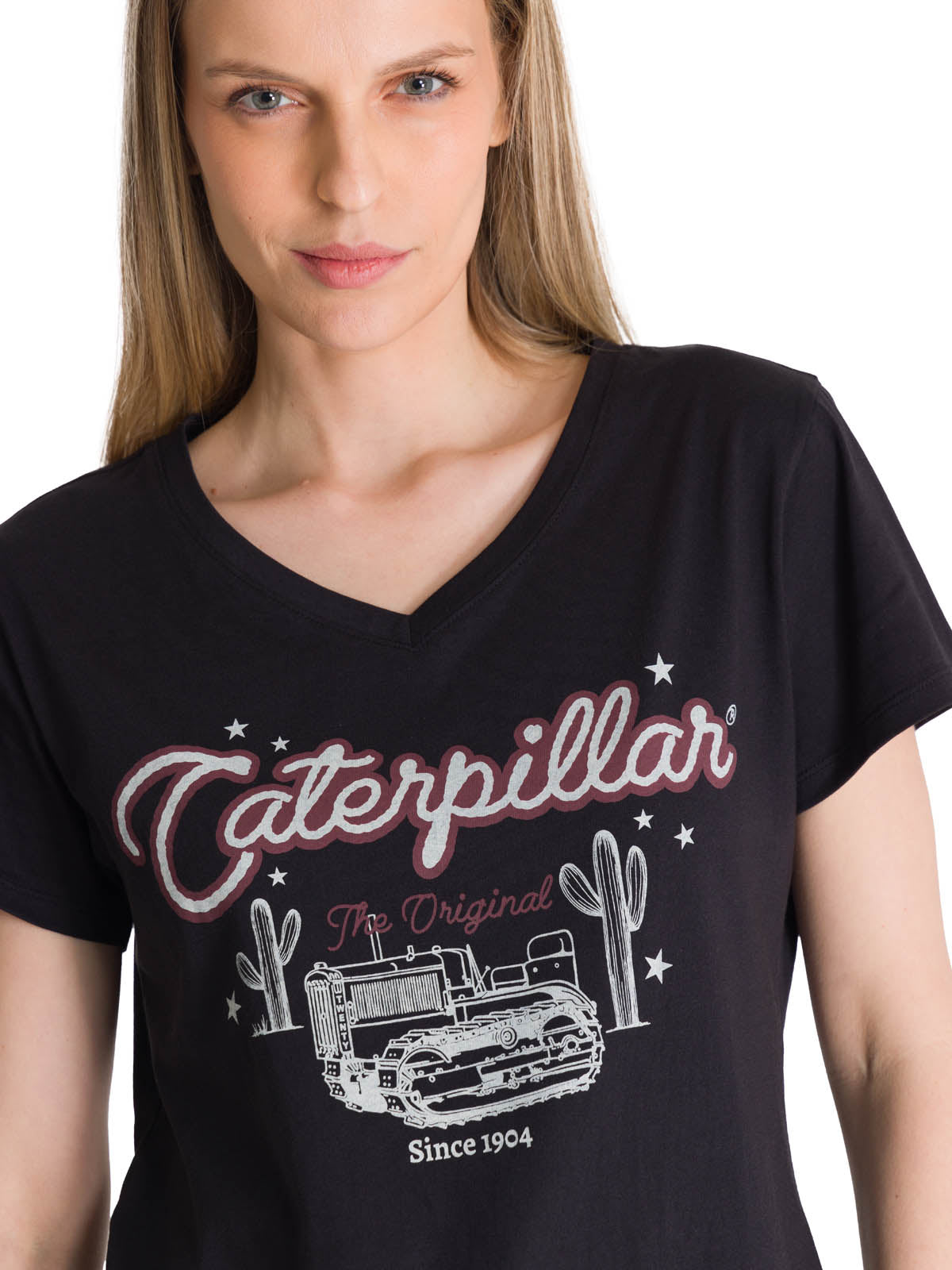 POLERA MANGA CORTA MUJER V-NECK GRAPHIC TEE NEGRO