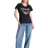 POLERA MANGA CORTA MUJER V-NECK GRAPHIC TEE NEGRO