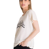 Polera Manga Corta Mujer Crew Diseño Blanco CAT