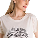 Polera Manga Corta Mujer Crew Diseño Blanco CAT