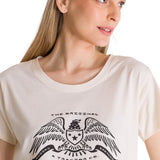 Polera Manga Corta Mujer Crew Diseño Blanco CAT