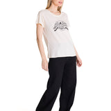 Polera Manga Corta Mujer Crew Diseño Blanco CAT