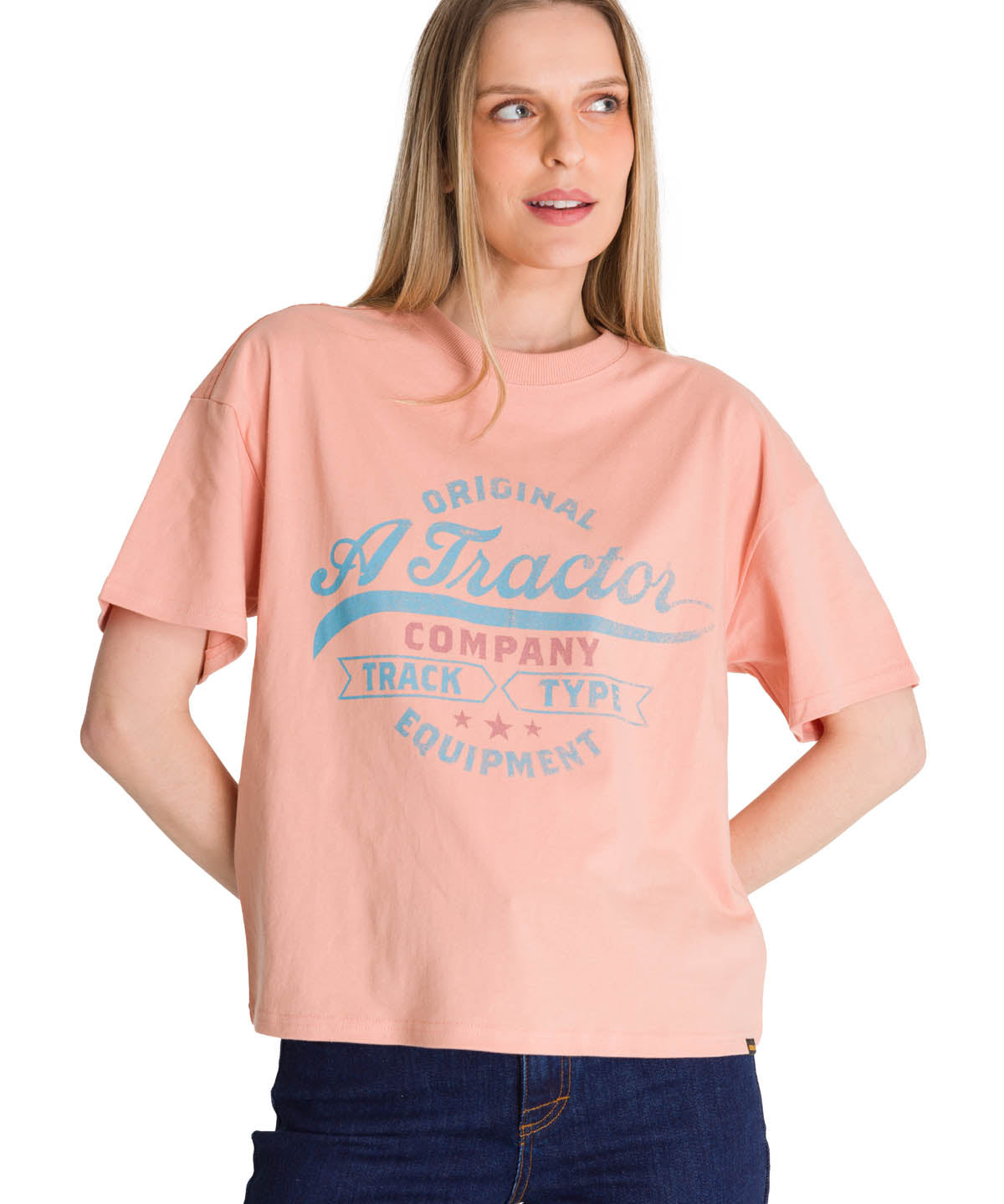 Polera Manga Corta Mujer Boxy Original Rosa CAT