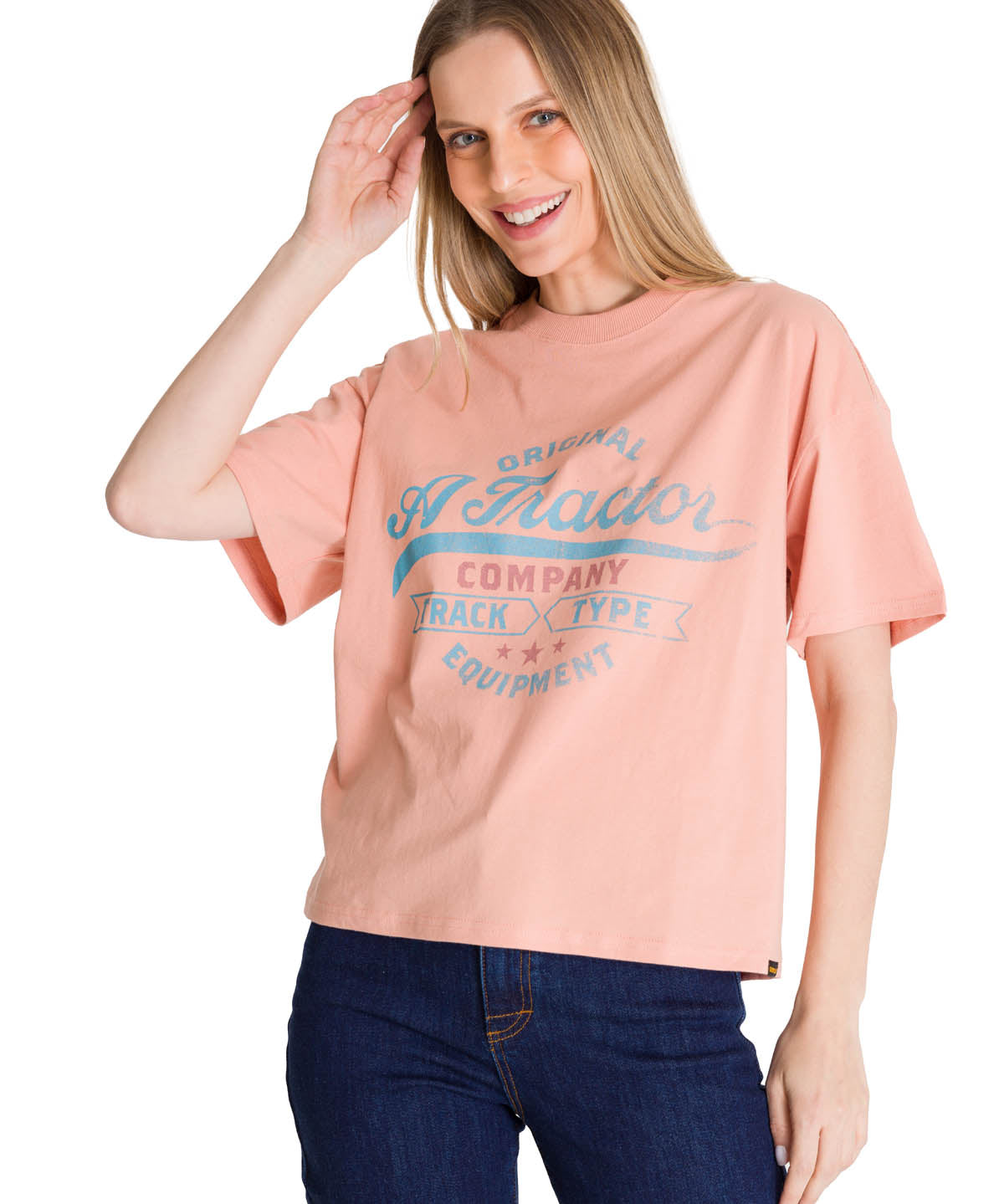 Polera Manga Corta Mujer Boxy Original Rosa CAT