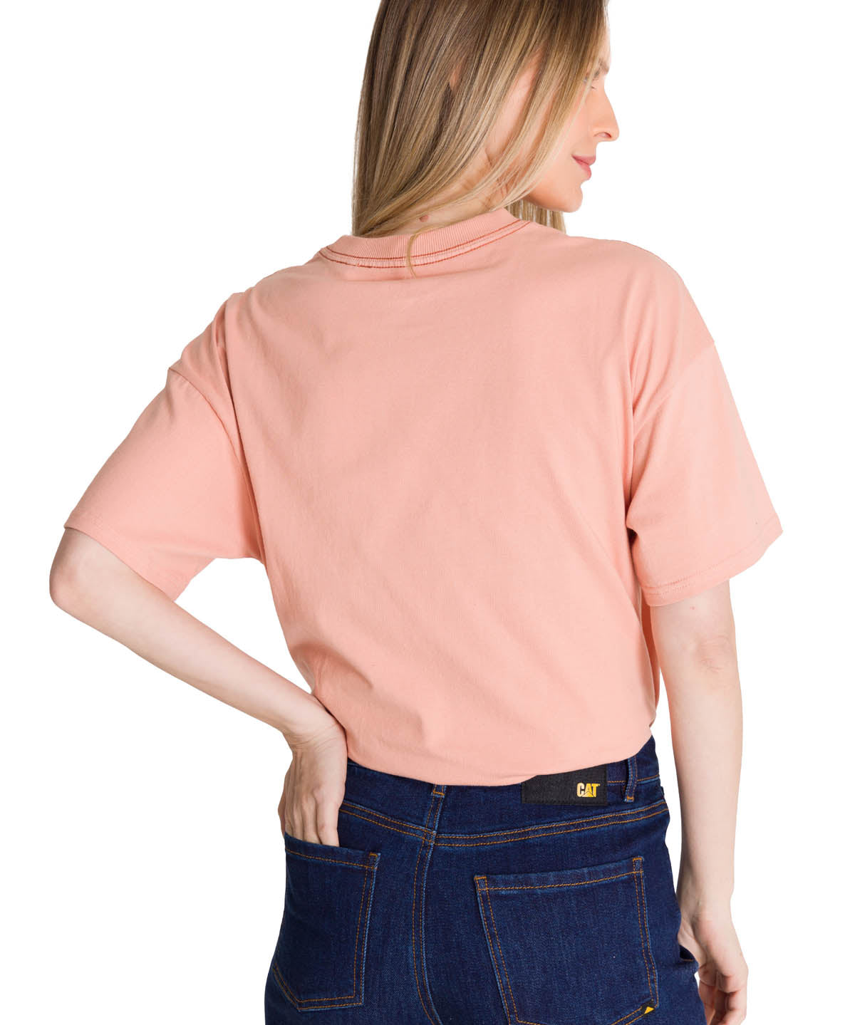 Polera Manga Corta Mujer Boxy Original Rosa CAT