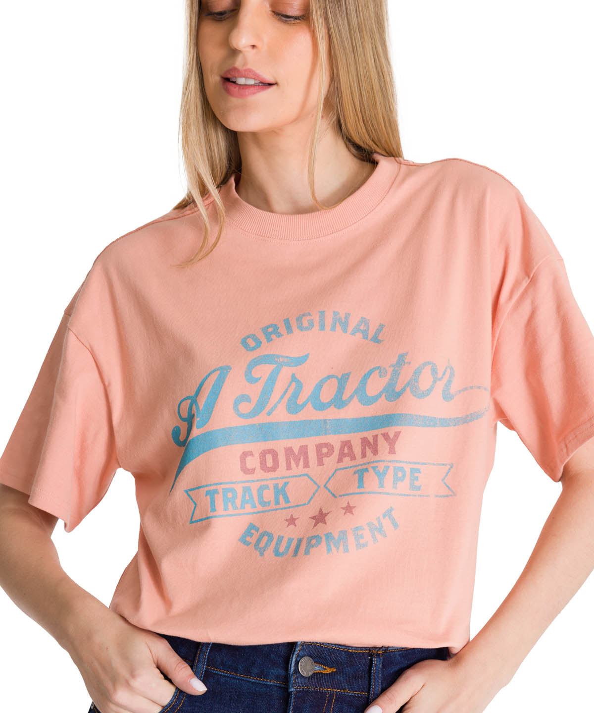 Polera Manga Corta Mujer Boxy Original Rosa CAT