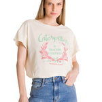 Polera Manga Corta Mujer Diseño Crema CAT